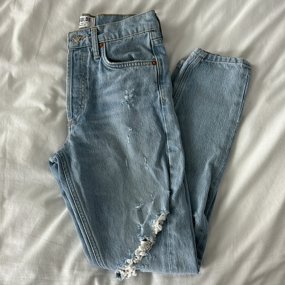 AGOLDE Jamie High Rise Classic Jeans Distressed Ever More Size 24 Light Wash - Picture 3 of 14